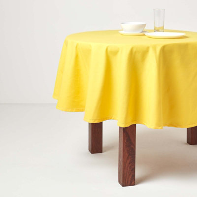 Homescapes Yellow Cotton Round Tablecloth 178 cm