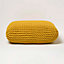 Homescapes Yellow Square Cotton Knitted Pouffe Floor Cushion