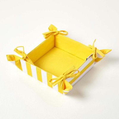 Homescapes Yellow Striped Reversible Bread Basket