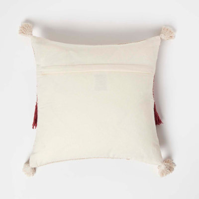 Homescapes Zadar Handwoven Fringed Red Kilim Cushion 45 x 45 cm