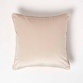 Homescpaes Cream Filled Velvet Cushion with Piped Edge 46 x 46 cm