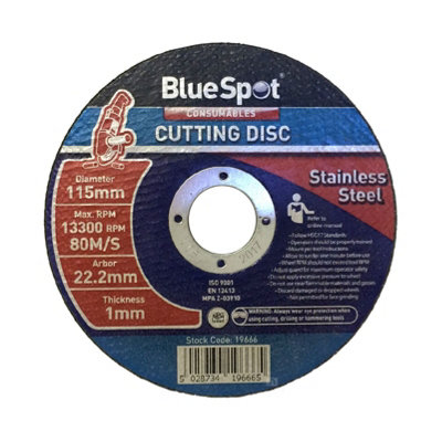 Homesmart 115mm Thin Metal Cutting Grinder Disc 4.5" x 1mm x 22.2mm Bore Stainless Steel