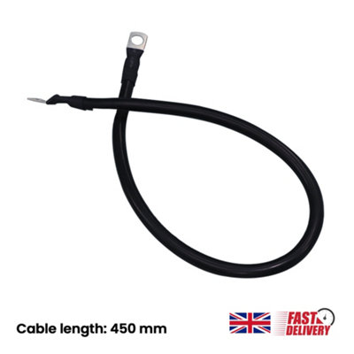 HomeSmart 450mm Black Battery Earth Strap, 8mm Ring Hole - Heavy Duty and Durable Ground Cable