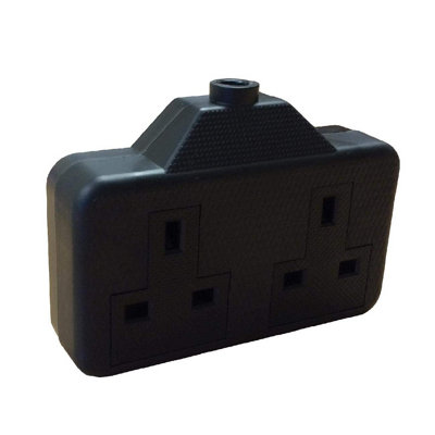 HomeSmart Black Heavy Duty Double Socket Extension Lead High Impact ...