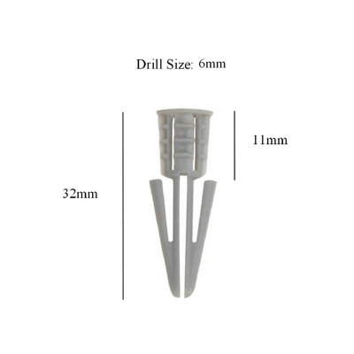 HomeSmart Pack of 60 Plasterboard Wall Plugs 32mm Ideal for  Drywall Hollow Walls Interior & Exterior - 3