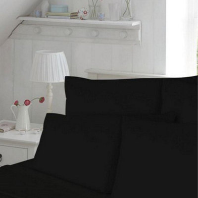HomeSpace Direct 180 Thread Count Duvet Cover Set Bedding Black Double