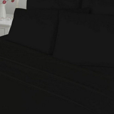 HomeSpace Direct 180 Thread Count Duvet Cover Set Bedding Black Double