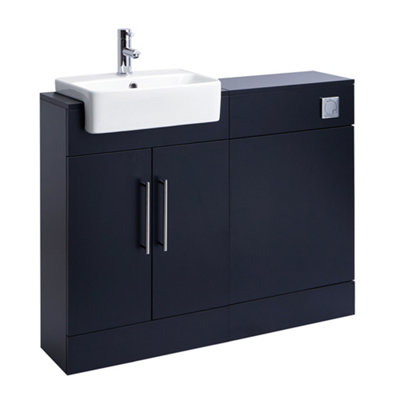 HomeStyleStore 1050mm Black Grey Bathroom Combination Vanity Unit with ...