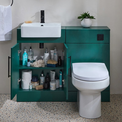 HomeStyleStore 1050mm Dark Green Bathroom Combination Vanity Toilet WC ...