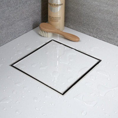 HomeStyleStore 1400mm Black Grid Recessed Walk In Wet Room Shower ...