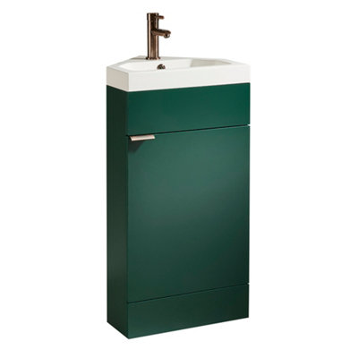 HomeStyleStore 450mm Dark Green Floorstanding Corner Bathroom Vanity ...
