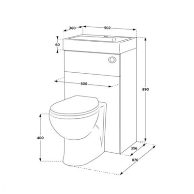 HomeStyleStore 500 x 890mm Dark Green Combination Basin & WC Unit ...