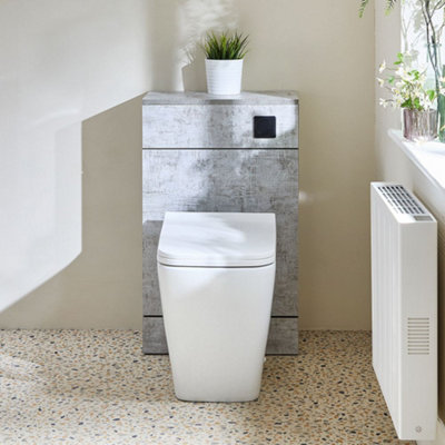 HomeStyleStore 500mm Concrete Grey Bathroom Toilet WC Unit Square Pan ...
