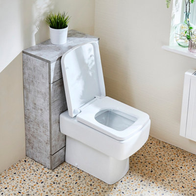 HomeStyleStore 500mm Concrete Grey Complete Bathroom Toilet WC Unit ...