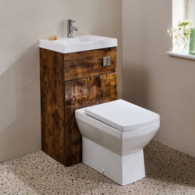 HomeStyleStore 500mm x 890mm Dark Oak Bathroom Combination Basin ...