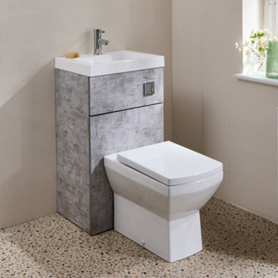 HomeStyleStore 500mm x 890mm Grey Bathroom Combination Basin Toilet WC ...