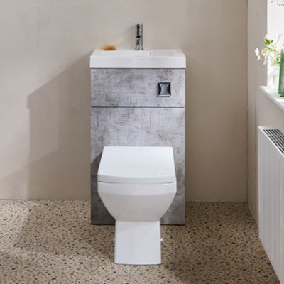 HomeStyleStore 500mm x 890mm Grey Bathroom Combination Basin Toilet WC ...