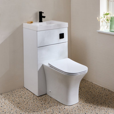 HomeStyleStore 500mm x 890mm White Bathroom Combination Basin Toilet ...
