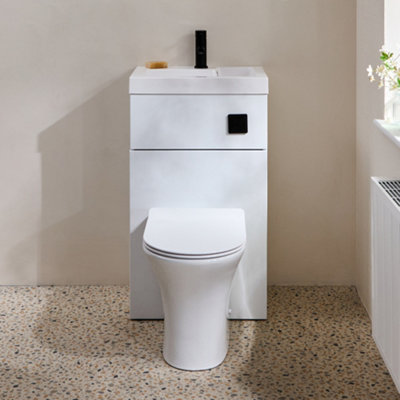 HomeStyleStore 500mm x 890mm White Combination Bathroom Basin & Toilet ...