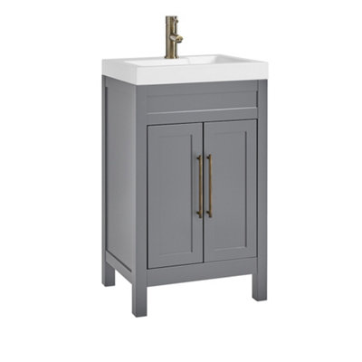 HomeStyleStore 502mm Light Grey Floorstanding Bathroom Vanity Unit and ...