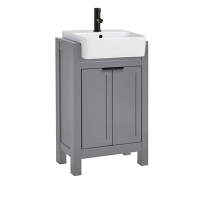 HomeStyleStore 550mm Light Grey Floorstanding Bathroom Vanity Unit with ...