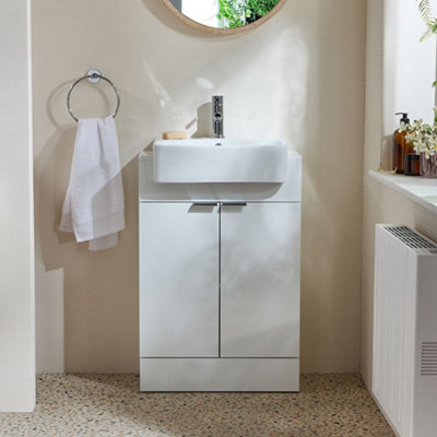 HomeStyleStore 550mm White Floorstanding Bathroom Vanity Unit and ...