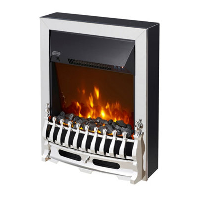 HomeStyleStore 592mm x 482mm Chrome Inset Electric Fire with Built In ...