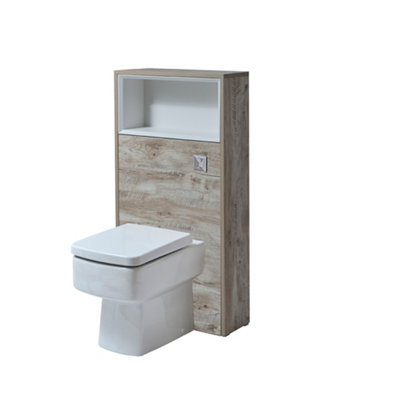 HOMESTYLESTORE 600MM LIGHT OAK BATHROOM WC UNIT SHELF BACK TO WALL ...