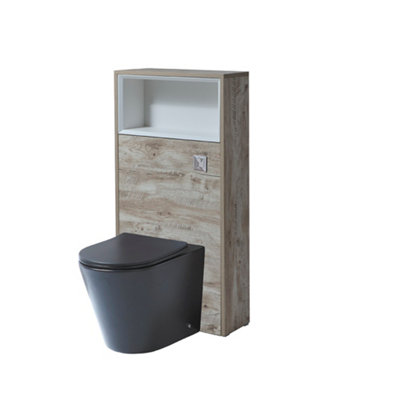 HomeStyleStore 600mm Light Oak Floorstanding Bathroom WC Unit Shelf ...