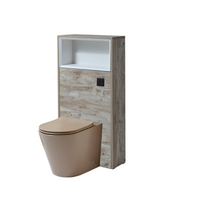 HomeStyleStore 600mm Light Oak Floorstanding Bathroom WC Unit Shelf ...
