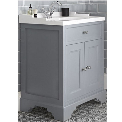 HomeStyleStore 630mm Light Grey Bathroom Vanity Unit with Basin and ...