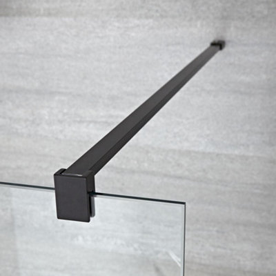 HomeStyleStore 760mm Black Recessed Walk In Wet Room Shower Enclosure ...