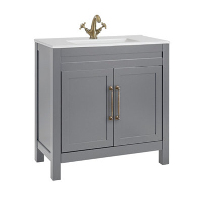 HomeStyleStore 810mm Light Grey Floorstanding Bathroom Vanity Unit and ...