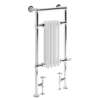 HomeStyleStore 930 x 450mm Chrome and White Dual Fuel Heated Towel Rail ...