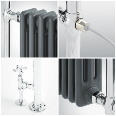 HomeStyleStore 930 x 620mm Chrome and Anthracite Dual Fuel Heated Towel ...