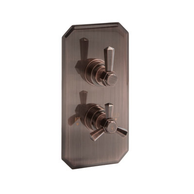 HomeStyleStore Aged Bronze Art Deco 1 Outlet Twin Thermostatic Mixer ...