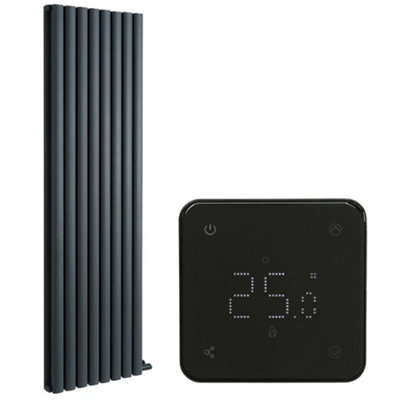 HomeStyleStore Anthracite 1784mm x 472mm Double Oval Panel Dry Heat ...