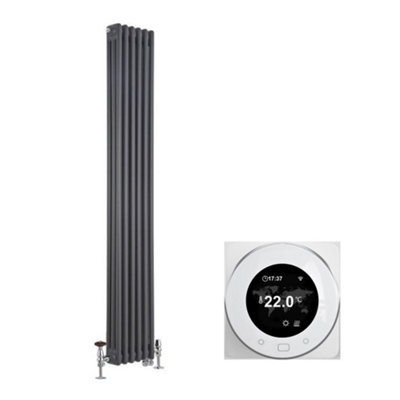 HomeStyleStore Anthracite 1800 x 290mm Cast Iron Style Vertical 3 ...
