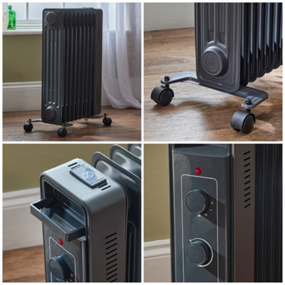 HomeStyleStore Anthracite 2000W UK Plug In Control Oil Filled Smart ...