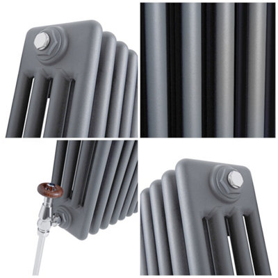 HomeStyleStore Anthracite Cast Iron Style Horizontal Four Column ...