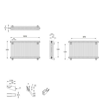HomeStyleStore Anthracite Cast Iron Style Horizontal Four Column ...