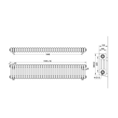 HomeStyleStore Anthracite Cast Iron Style Horizontal Triple Column ...