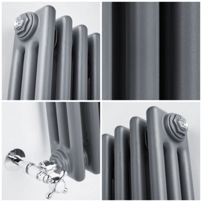 HomeStyleStore Anthracite Cast Iron Style Horizontal Triple Column ...