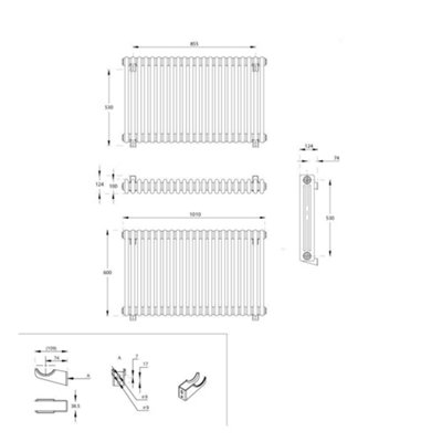 HomeStyleStore Anthracite Cast Iron Style Horizontal Triple Column ...