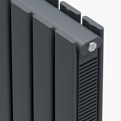 HomeStyleStore Anthracite Double Flat Panel Vertical Convector Radiator ...