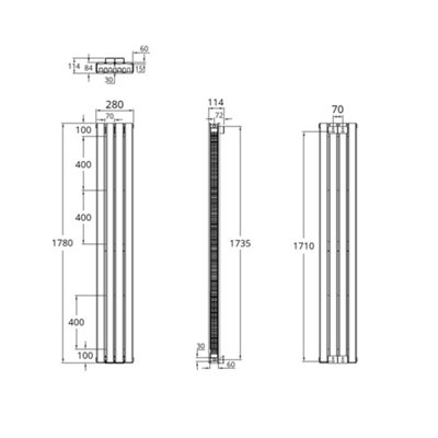 HomeStyleStore Anthracite Double Flat Panel Vertical Convector Radiator ...