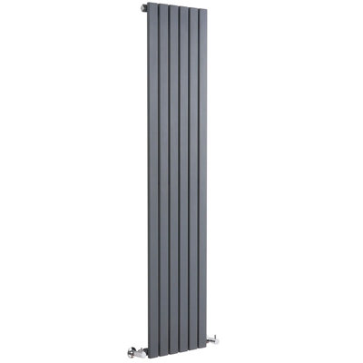 HomeStyleStore Anthracite Vertical Single Flat Panel Designer Radiator ...