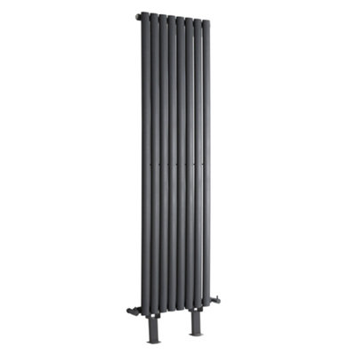 HomeStyleStore Anthracite Vertical Single Panel Designer Radiator with ...