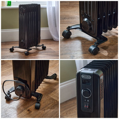 HomeStyleStore Black 1500W UK Plug In Control Oil Filled Smart Electric ...