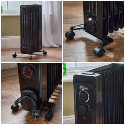 HomeStyleStore Black 1500W UK Plug In Oil Filled Smart Electric ...